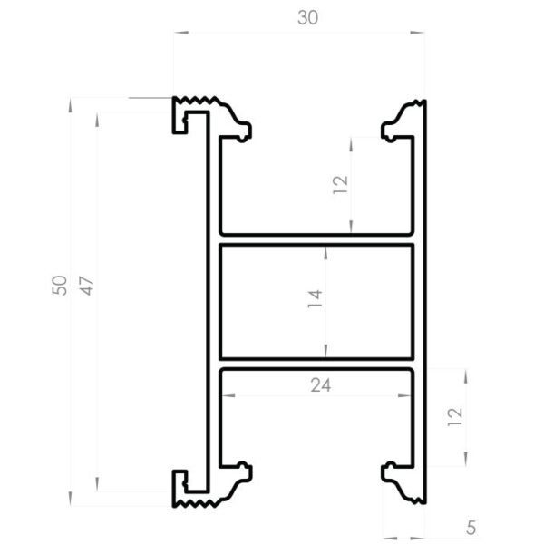 Montážna lišta SM-30x50/2400 AL KLIK čierna - Image 3
